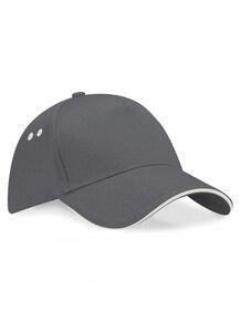 Beechfield BF15C - Ultimate 5 Panel Cap - Sandwich Peak Graphite/Oyster Grey