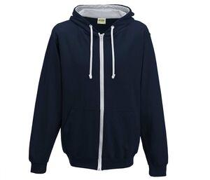 AWDIS JH053 - Sweat capuche zippé contrasté French Navy/Heather Grey