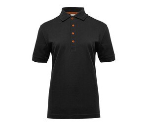 BLACK&MATCH BM101 - Ladies' contrasting button poloshirt Black / Orange