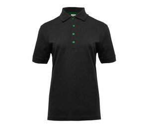 BLACK&MATCH BM101 - Ladies' contrasting button poloshirt Black/ Kelly Green