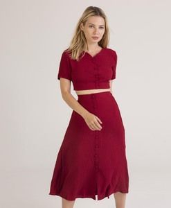 Crop top and long skirt crepe set